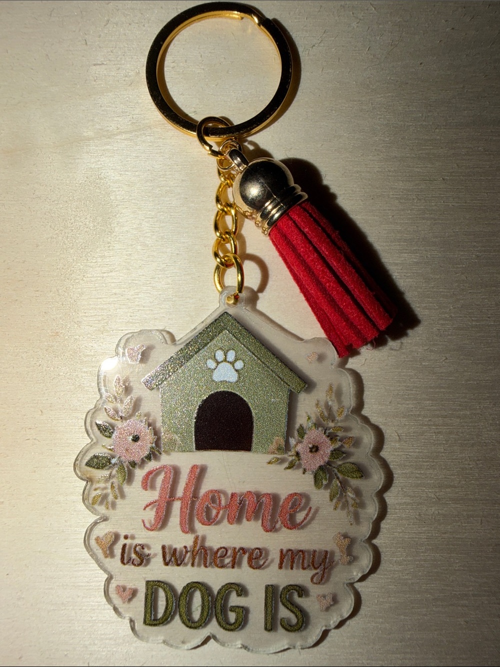 Red Tassel Dog Lover Keychain HANDMADE